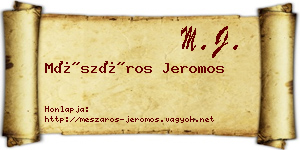 Mészáros Jeromos névjegykártya